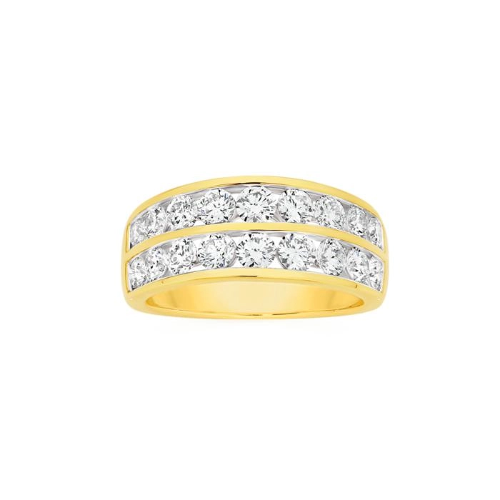 Alora 10ct Gold 2 Carats TW Lab Grown Diamond Two Row Dress Band