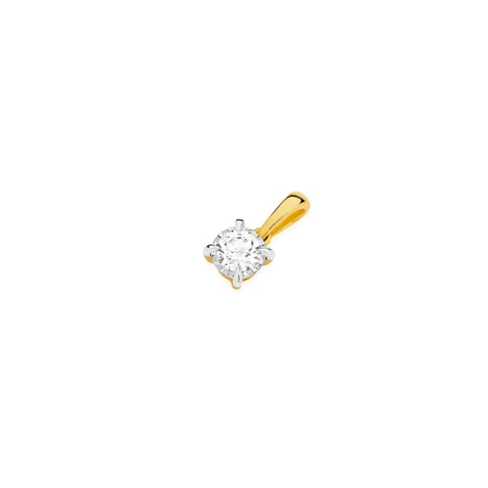 Alora 10ct Two Tone Gold Solitaire Lab Grown Diamond Pendant