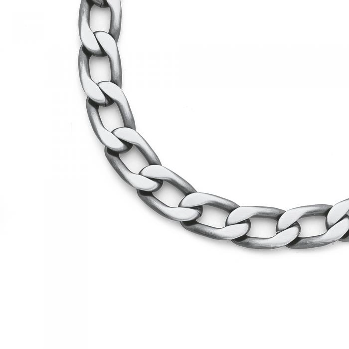 Stainless Steel 56cm Blue Plate Curb Gents Chain