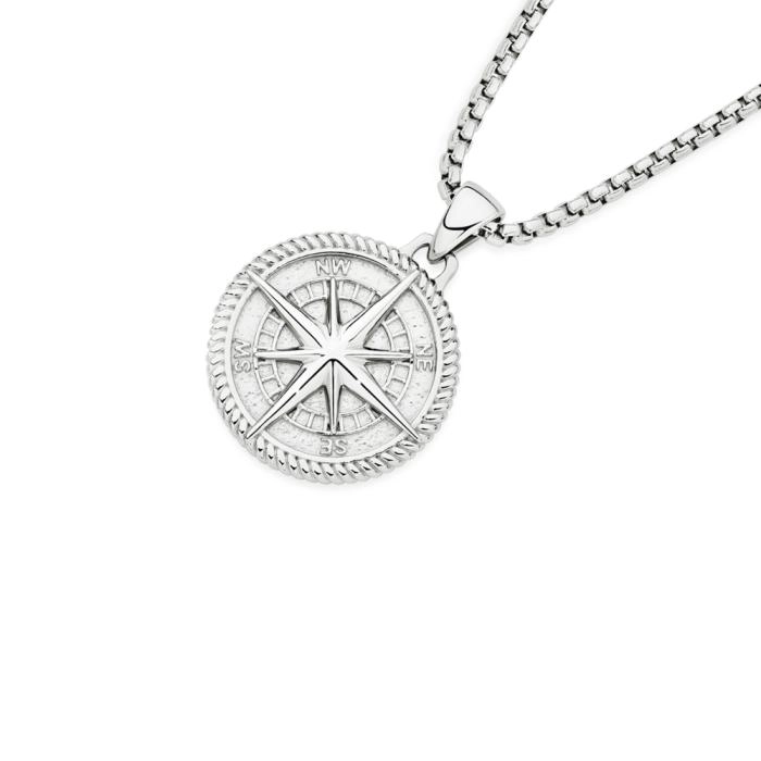 Stainless Steel Round Compass Gents Pendant