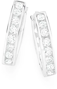 Sterling Silver 12mm Cubic Zirconia Hoop Earrings