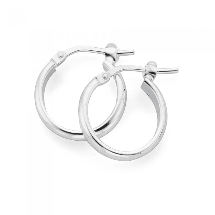 Sterling Silver 12mm Half Round Hoop Earrings