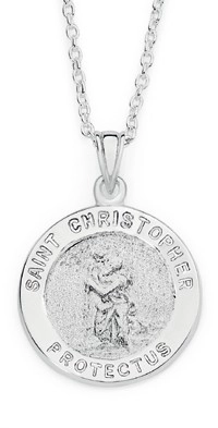 Sterling Silver 15mm Round St. Christopher Pendant