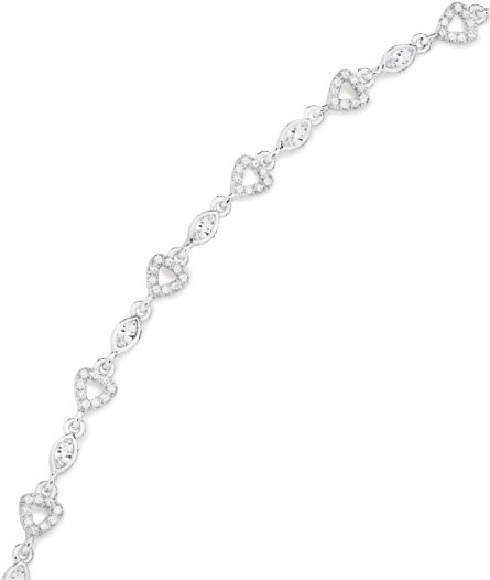 Sterling Silver 18+2cm Heart Cubic Zirconia & Marquise Bracelet