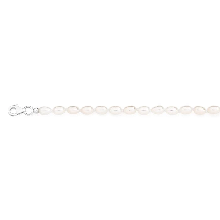 Sterling Silver 19.5cm Knotted Rice Freshwater Pearl Bracelet