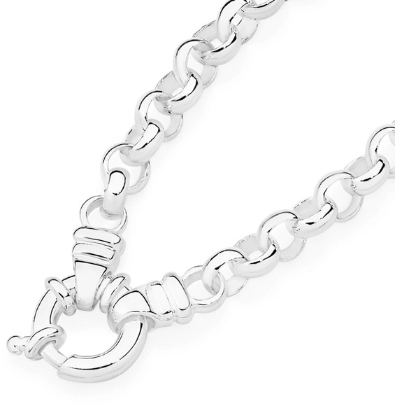 Sterling Silver 19cm Belcher Bolt Ring Bracelet