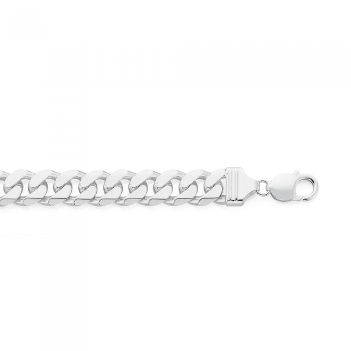 Sterling Silver 24cm Diamond-Cut Curb Gents Bracelet