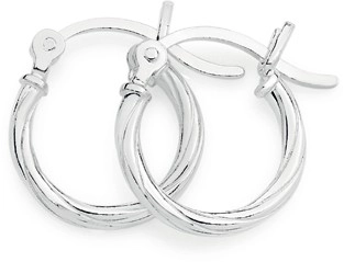 Sterling Silver 2x14mm Twist Tube Hoops