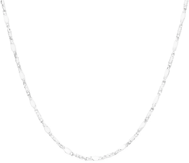 Sterling Silver 45cm Diamond Cut & Plain Short Oval Link Chain