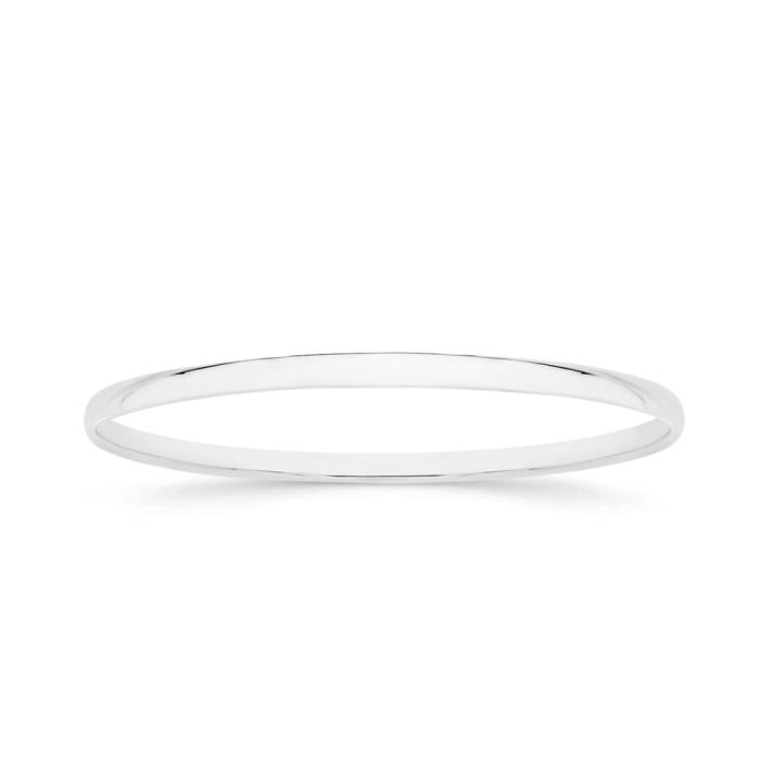 Sterling Silver 64x4mm Half Round Solid Bangle