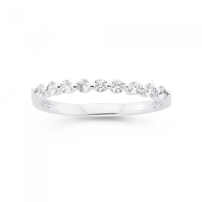 Sterling Silver 9 White Round Cubic Zirconia Stacker Ring