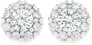 Sterling Silver 9mm Round Cluster Cubic Zirconia Studs