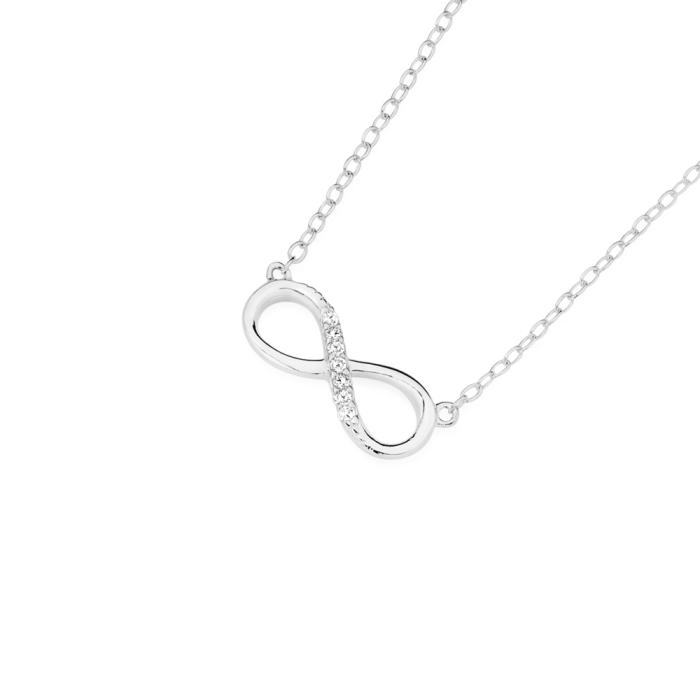 Sterling Silver Cubic Zirconia Infinity Necklet