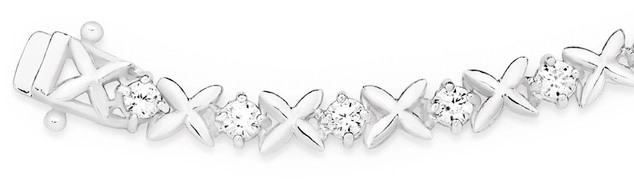 Sterling Silver Cubic Zirconia Kiss Bracelet