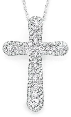 Sterling Silver Fancy Tapered Cubic Zirconia Cross Pendant