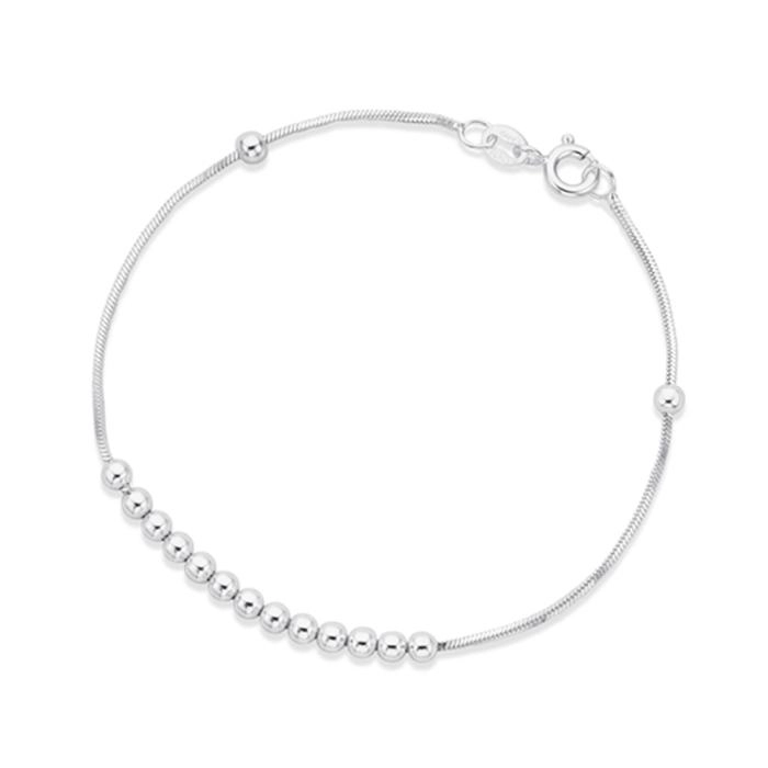 Sterling Silver Fine 14 Ball on Snake Chain Bracelet