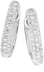 Sterling Silver Pave Cubic Zirconia Rounded Huggies