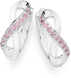 Sterling Silver Pink Cubic Zirconia Infinity Huggies