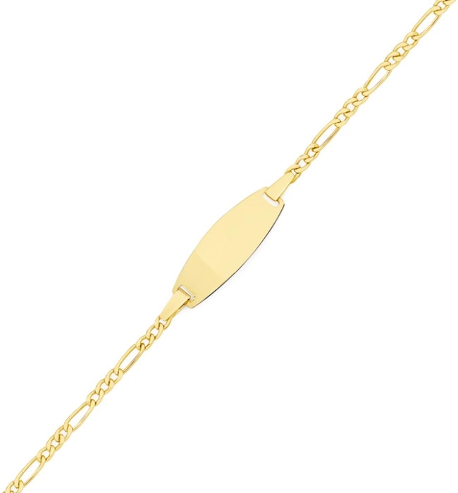 9ct Gold 16cm Figaro 3+1 I.D. Bracelet