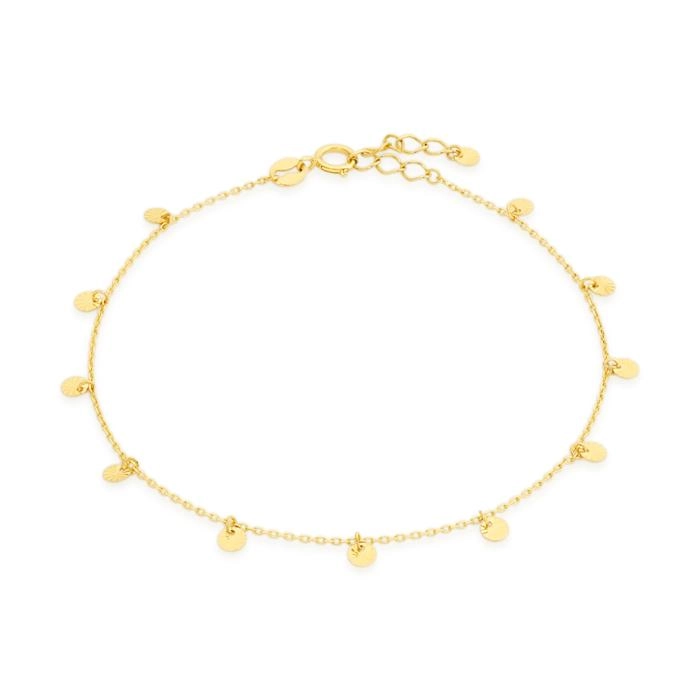 9ct Gold 19cm Multi Disc Bracelet