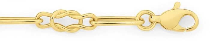 9ct Gold 19cm Solid Open Knot & Paperclip Bracelet