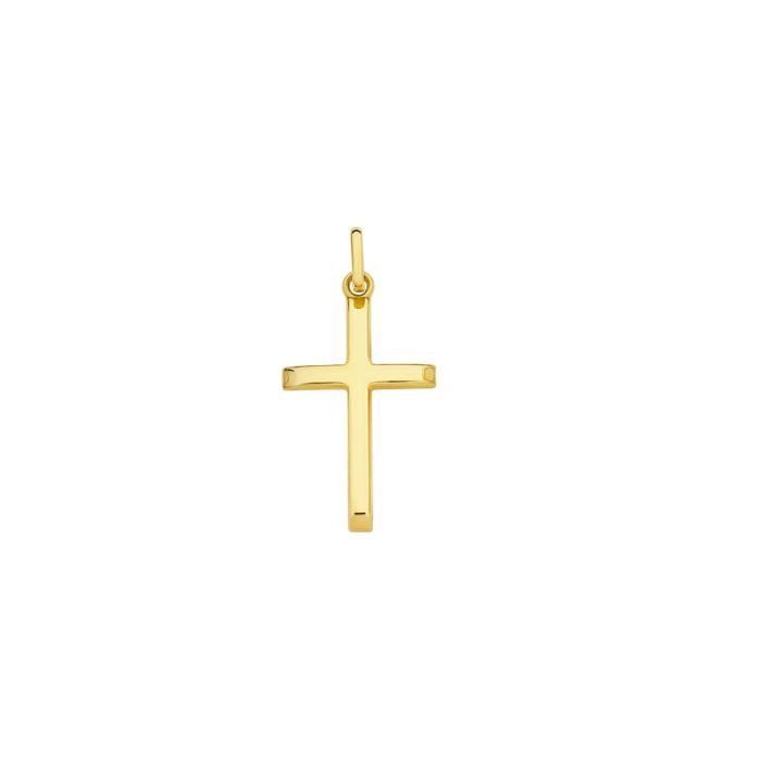 9ct Gold 20mm Slanted Edges Cross Pendant