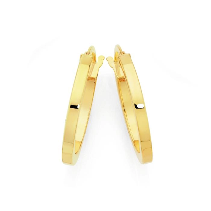 9ct Gold 2x15mm Square Tube Hoop Earrings