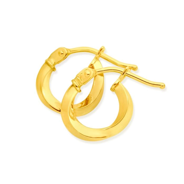 9ct Gold 6mm Square Twist Hoop Earrings