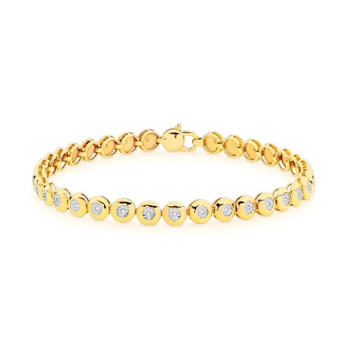 9ct Gold Diamond Bezel Set Bracelet