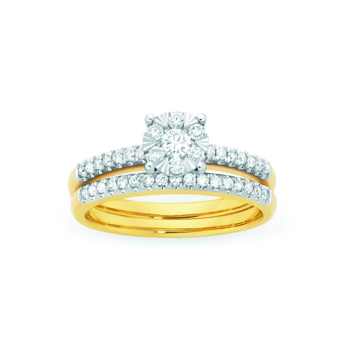 9ct Gold Diamond Bridal Set