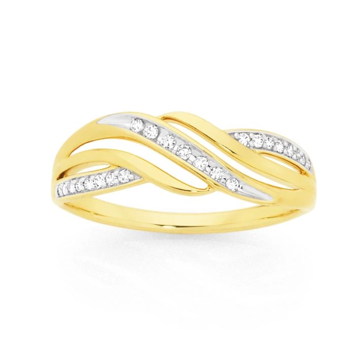 9ct Gold Diamond Crossover Ring