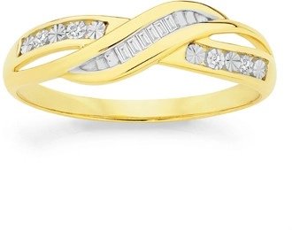 9ct Gold Diamond Crossover Ring