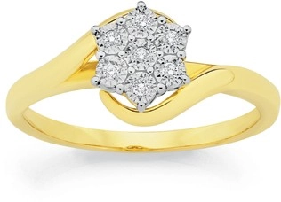 9ct Gold Diamond Flower Cluster Ring