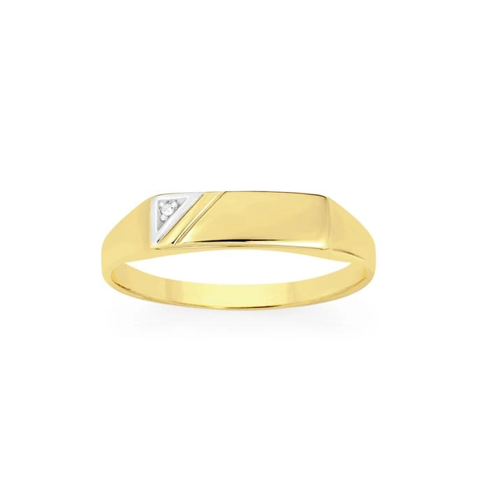 9ct Gold Diamond Signet Gents Ring