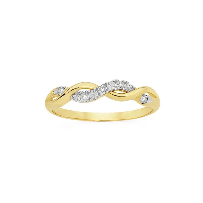 9ct Gold Diamond Twist Ring