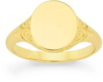 9ct Gold Filigree Oval Signet Ring