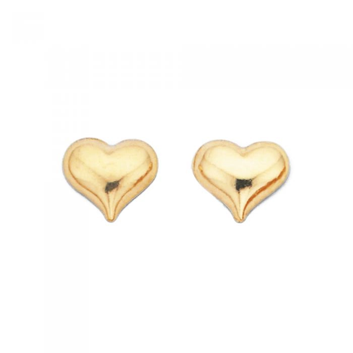 9ct Gold Heart Stud Earrings