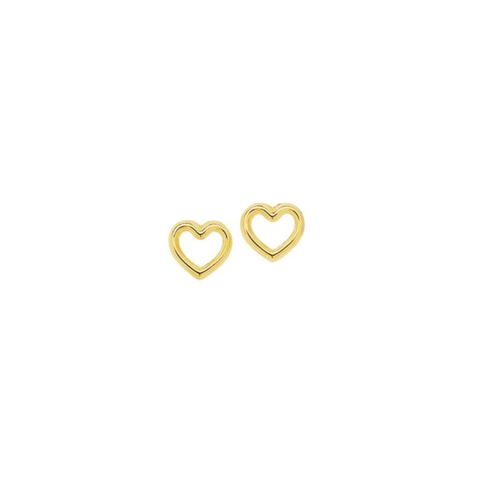 9ct Gold Open Heart Stud Earrings