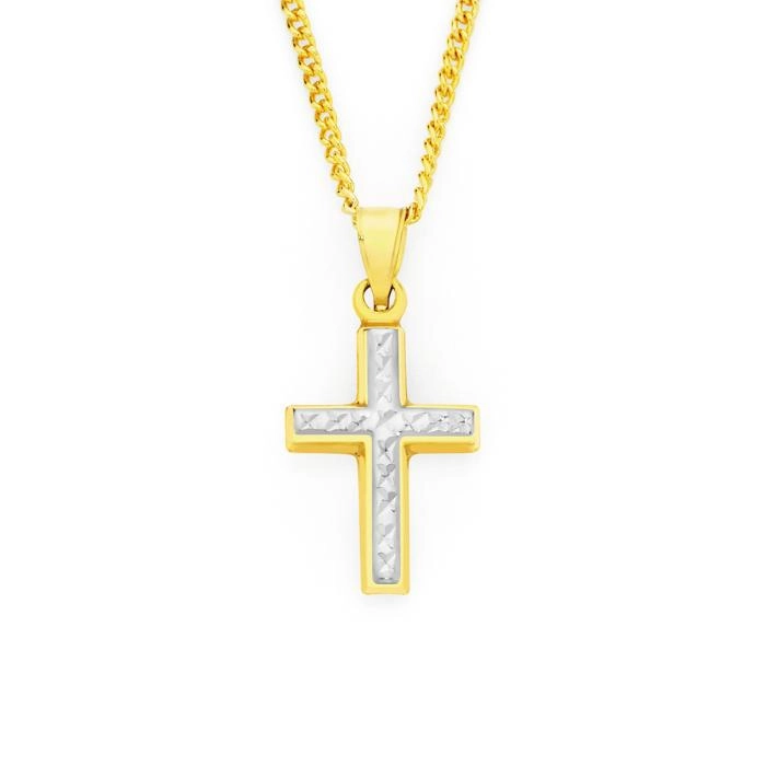 9ct Gold Two Tone Cross Pendant