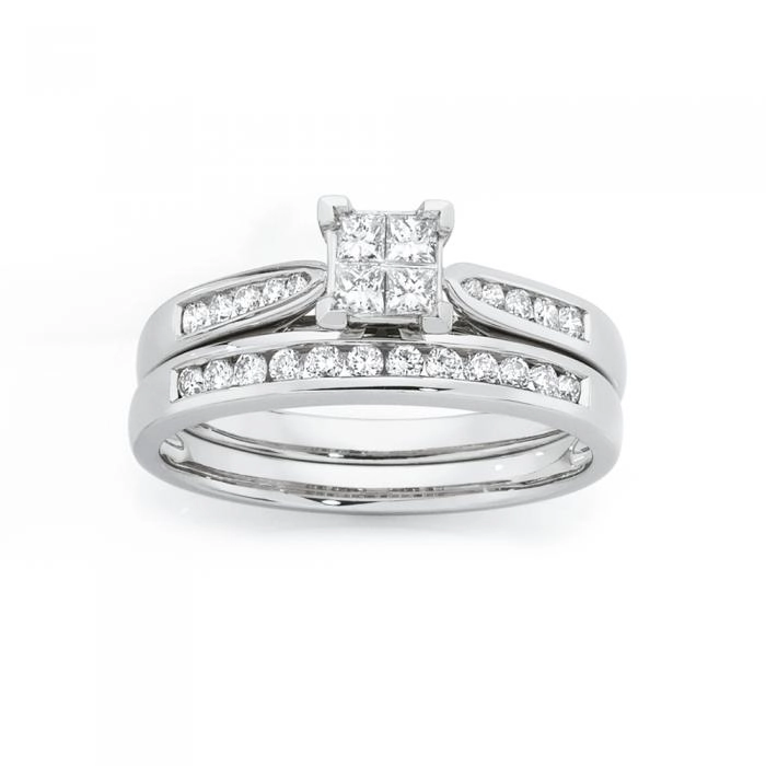 9ct White Gold Diamond Bridal Set