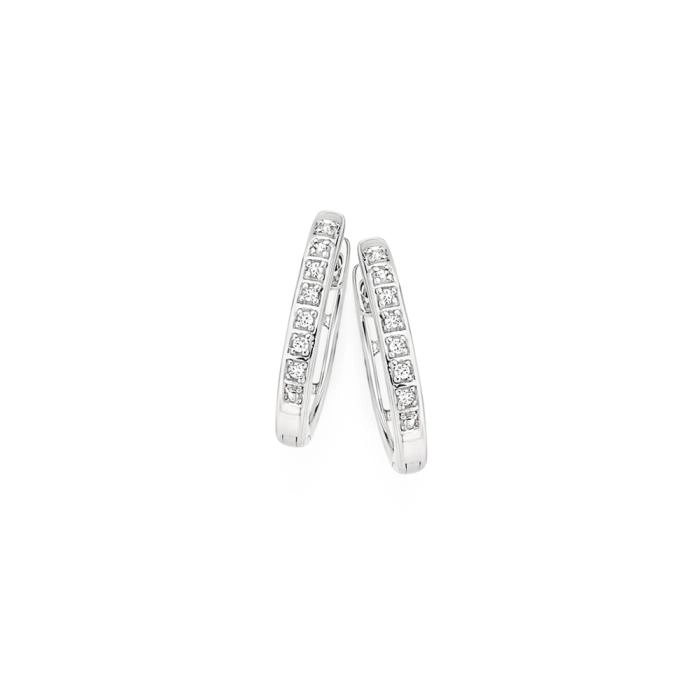 9ct White Gold Diamond Huggie Earrings