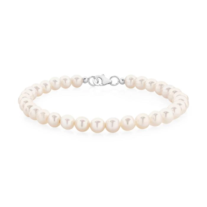 Sterling Silver 19.5cm Knotted Freshwater Potato Pearl Bracelet