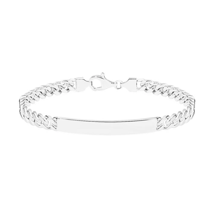 Sterling Silver 21cm Oval Curb ID Gents Bracelet