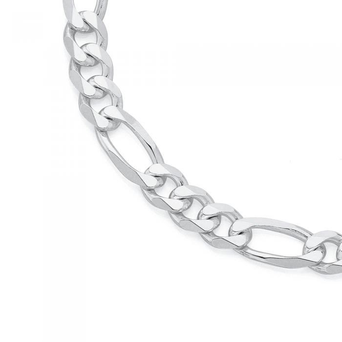 Sterling Silver 55cm 3+1 Figaro Gents Chain