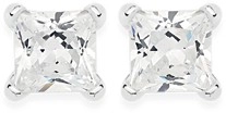 Sterling Silver 5mm Square Cubic Zirconia 4 Claw Martini Cast Studs