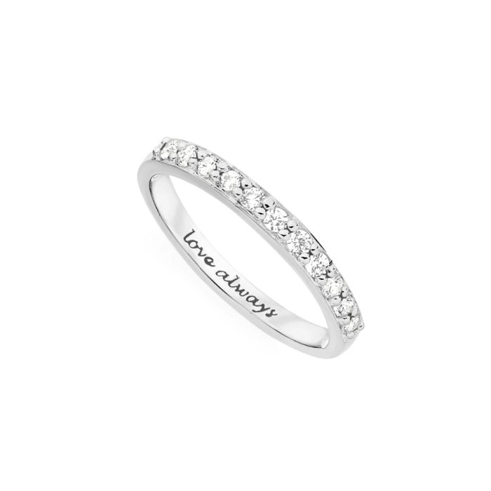 Sterling Silver "Love Always" Cubic Zirconia Band