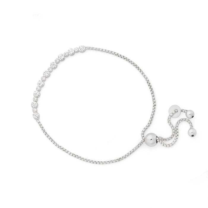 Sterling Silver Small & Large Cubic Zirconia Friendship Bracelet