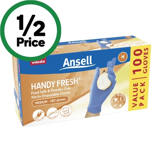 Ansell Handy Fresh Nitrile Gloves Medium or Large Pk 100