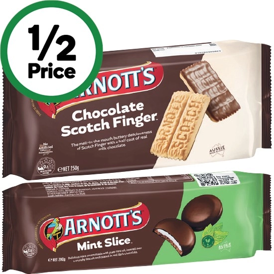 Arnott’s Chocolate Coated Biscuits 160-200g or Arnott’s Chocolate Scotch Finger Biscuits 250g – Excludes Arnott’s Tim Tam, Tee Vee Snacks and Arnott’s Wagon Wheels 190g