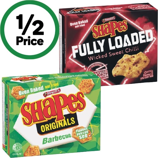 Arnott’s Shapes 160-190g or Arnott’s Shapes Fully Loaded 130g